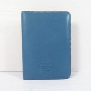 Coach Blue Leather Notebook 4x6 Photo Picture Album Journal Holder Planner Book